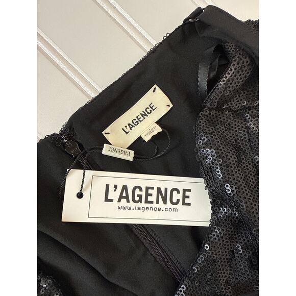 NWT L'AGENCE Femme Sequined Cut-Out Midi-Dress Black Bodycon Cocktail Size 12 - Picture 8 of 11